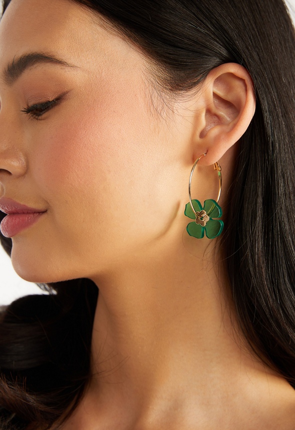 Giana Saint Patricks Green Charm Hoop Earrings 