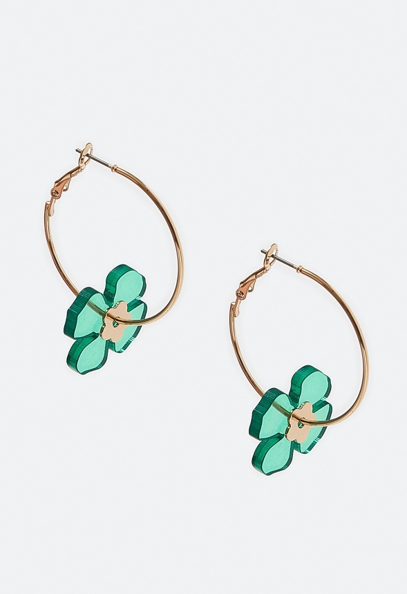 Giana Saint Patricks Green Charm Hoop Earrings 
