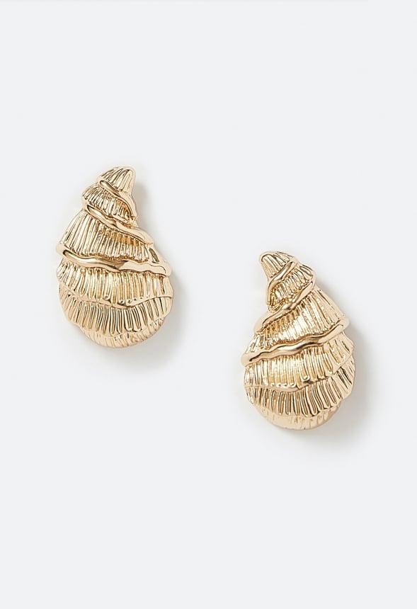 Kaia Textured Metal Shell Stud Earrings