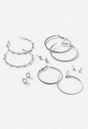 6-Pairs Pack Alia Mixed Studs and Hoops Earrings