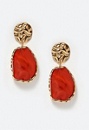 Oma Textured Coin With Irregular Resin Drop Earrings