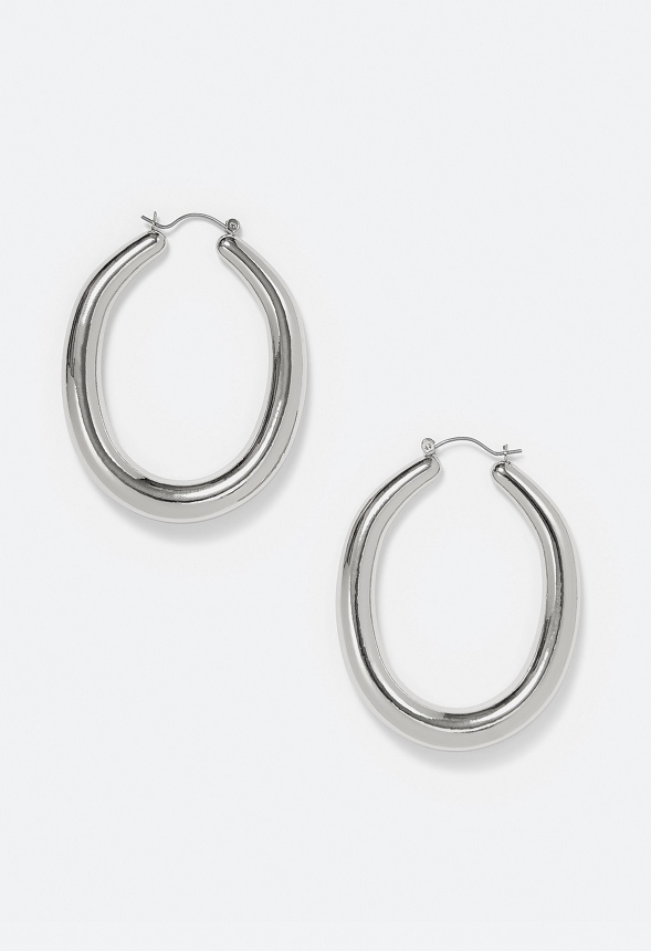 Cay Oval Smooth Tube Hoop Earrings
