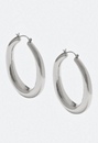 Cay Oval Smooth Tube Hoop Earrings