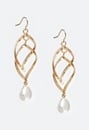 Kyla Spiral Design Chain Link With Pearl Drop Earrings