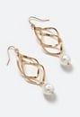 Kyla Spiral Design Chain Link With Pearl Drop Earrings