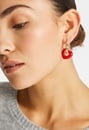 Aila Red Epoxy Heart Charms On Hoops Earrings