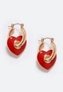 Aila Red Epoxy Heart Charms On Hoops Earrings