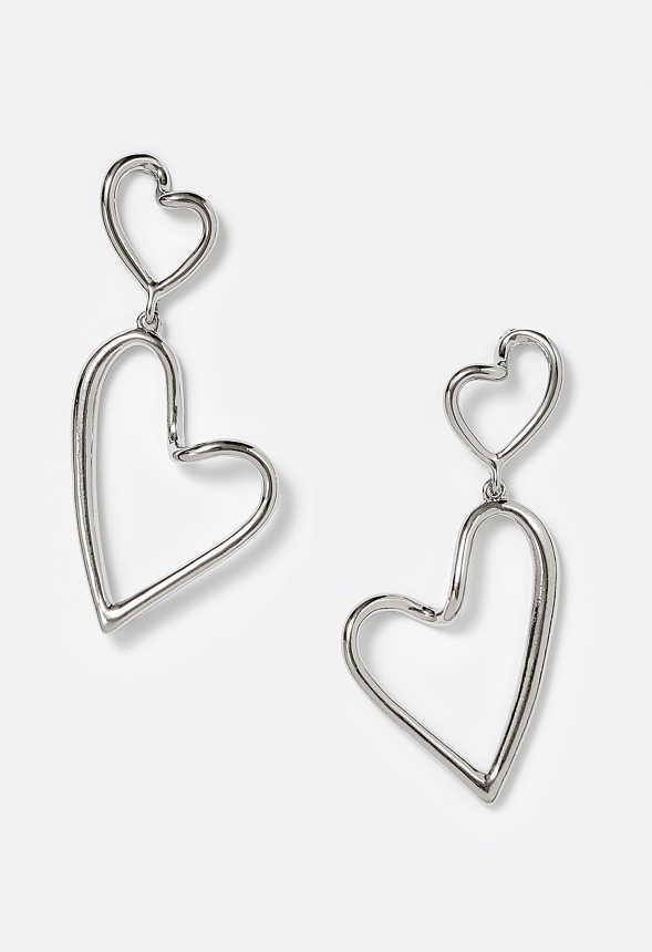 Alba Double Cut Out Heart Drop Earrings