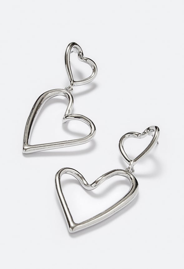 Alba Double Cut Out Heart Drop Earrings