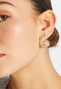 Alyssa Ribbed Shell Stud Earrings With Glass Pearl Center