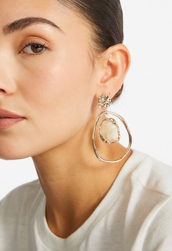 Elodie Organic Resin And Hammered Metal Drop Earrings