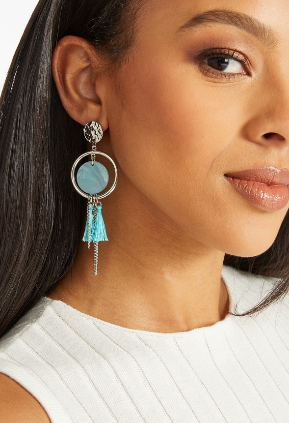 Kia Tonal Disc And Tassel Drop Earrings