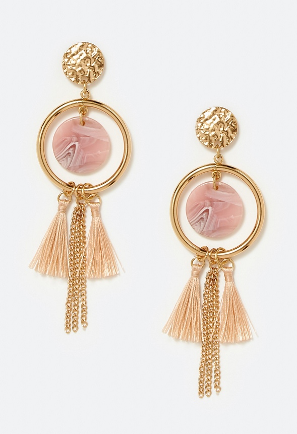 Kia Tonal Disc And Tassel Drop Earrings