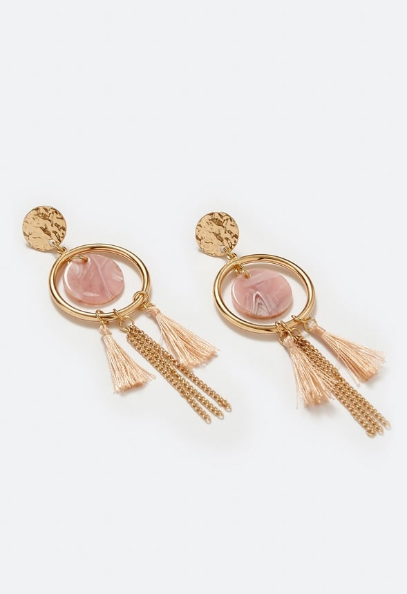 Kia Tonal Disc And Tassel Drop Earrings