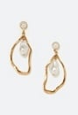 Mira Organic Cut Out Metal And Pearl Drop Earrings