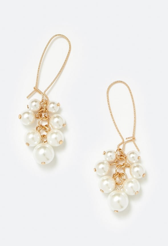 Quinn Glass Pearls Cluster Drop Earrings