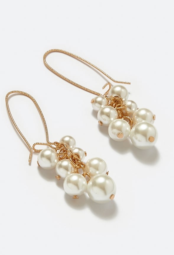 Quinn Glass Pearls Cluster Drop Earrings