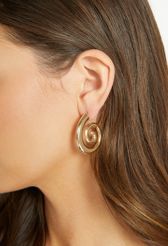 Rae Smooth Spiral Metal Hoop Earrings