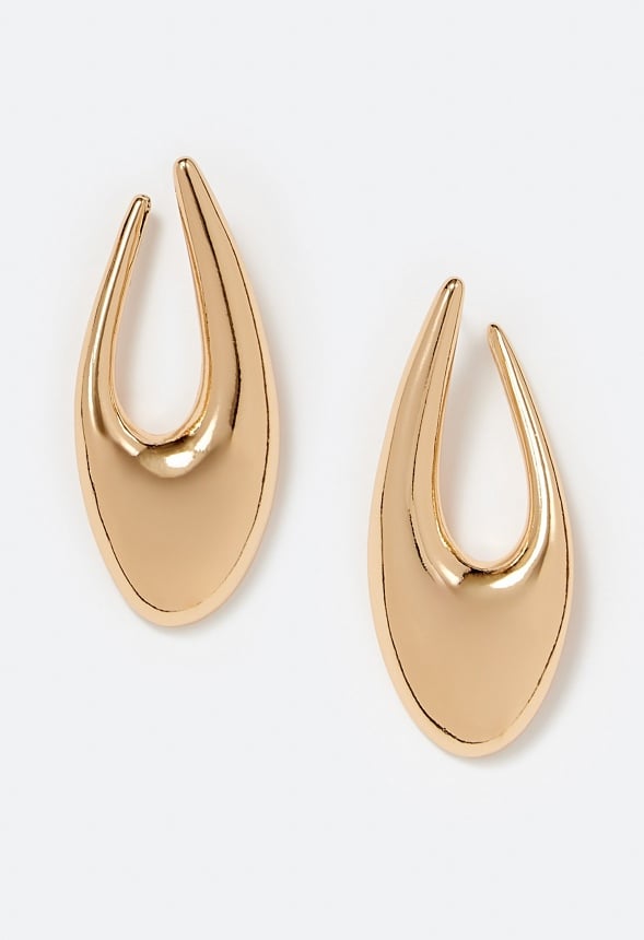 Raya Elongated Lightweight Metal Hoop Earrings