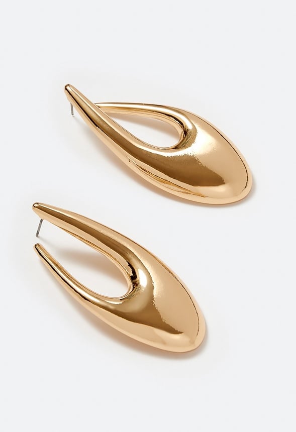 Raya Elongated Lightweight Metal Hoop Earrings