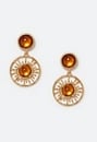 Roma Sun Drop Earrings With Brown Inlay