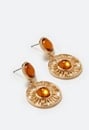 Roma Sun Drop Earrings With Brown Inlay