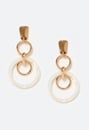 Alexa Hammered Metal And Cream Rings Drop Earrings