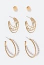 3 Pair Ada Mix Hoops and Domed Stud Earrings Pack