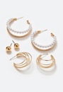 3 Pair Ada Mix Hoops and Domed Stud Earrings Pack