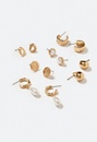 6-Pair Gia Mixed Stud and Hoop Earrings With Pearl Detail