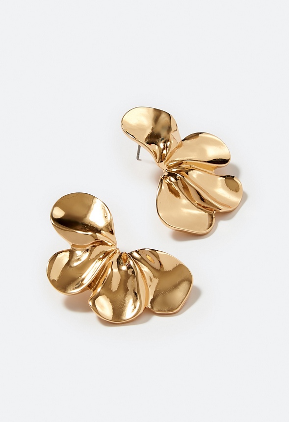 Mya Modern Layered Petals Half Flower Stud Earrings
