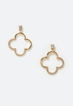Carla Glass Stone Set Clover Shape Drop Earring