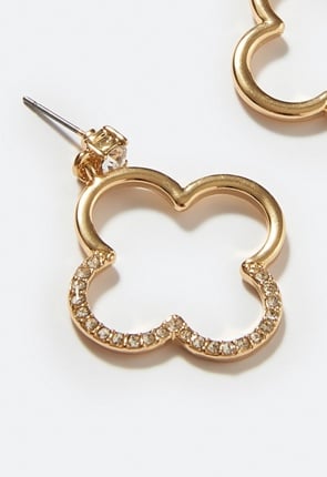 Carla Glass Stone Set Clover Shape Drop Earring