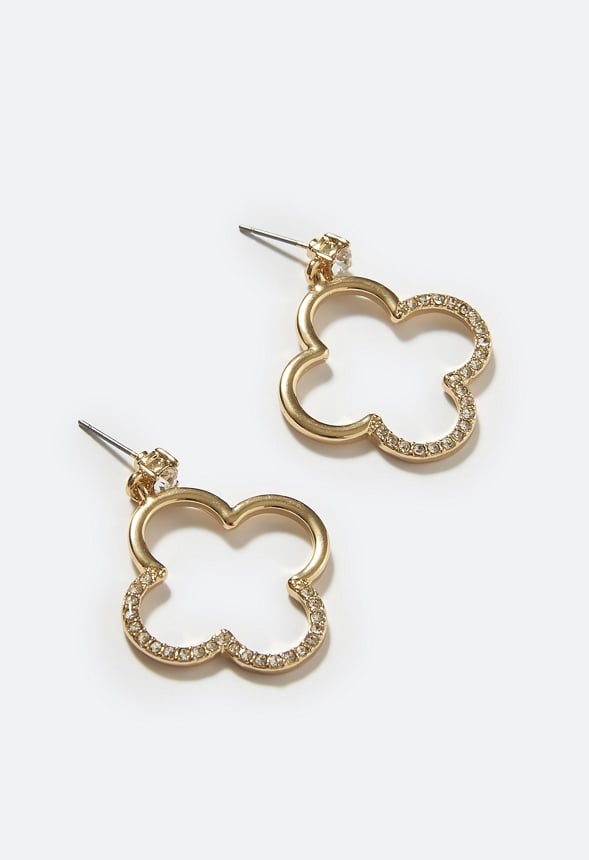 Carla Glass Stone Set Clover Shape Drop Earring