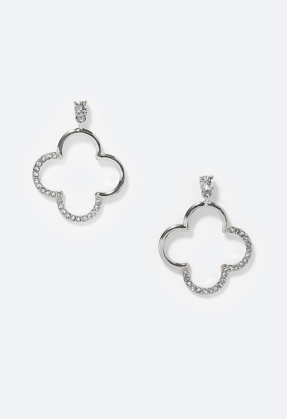 Carla Glass Stone Set Clover Shape Drop Earring