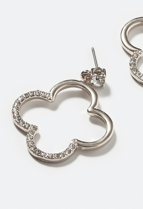 Carla Glass Stone Set Clover Shape Drop Earring