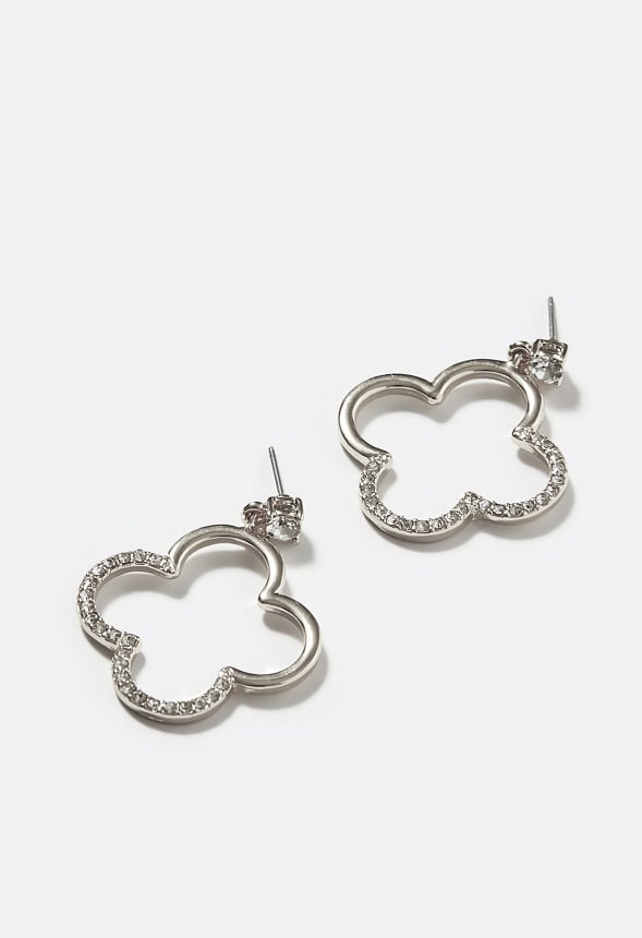 Carla Glass Stone Set Clover Shape Drop Earring