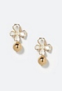 Chaya Flower Stud with Metal Bead Drop