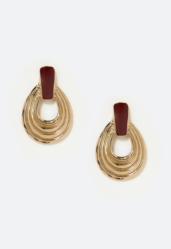 Elle Enamel Inlay Ridged Door Knocker Earring