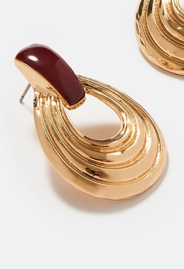 Elle Enamel Inlay Ridged Door Knocker Earring