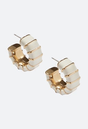 Etta Enamel Inlay Hoop Earrings