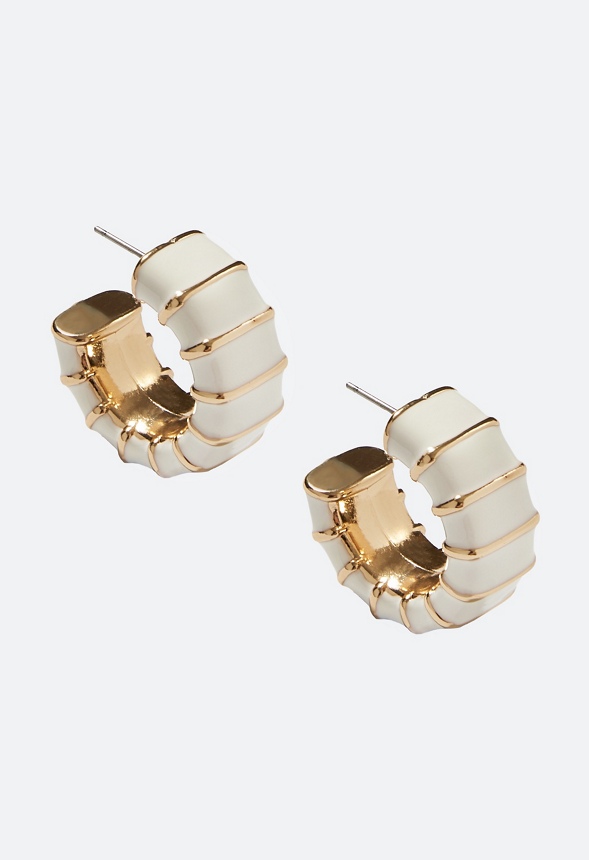 Etta Enamel Inlay Hoop Earrings