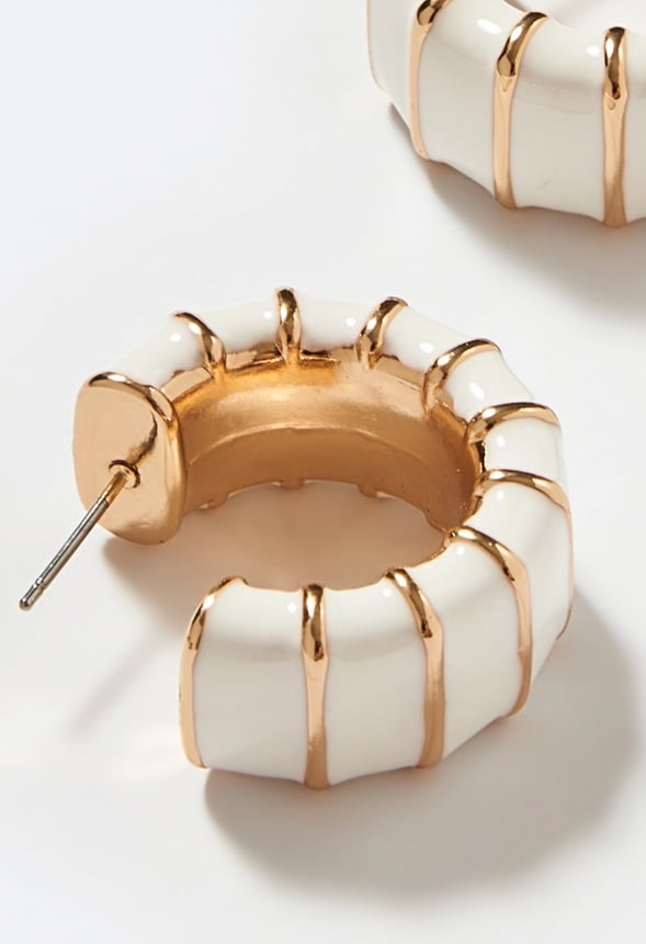 Etta Enamel Inlay Hoop Earrings