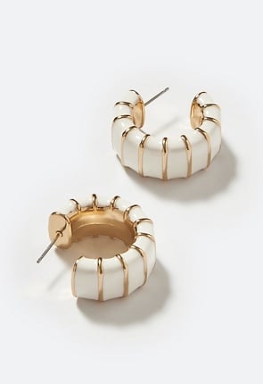 Etta Enamel Inlay Hoop Earrings