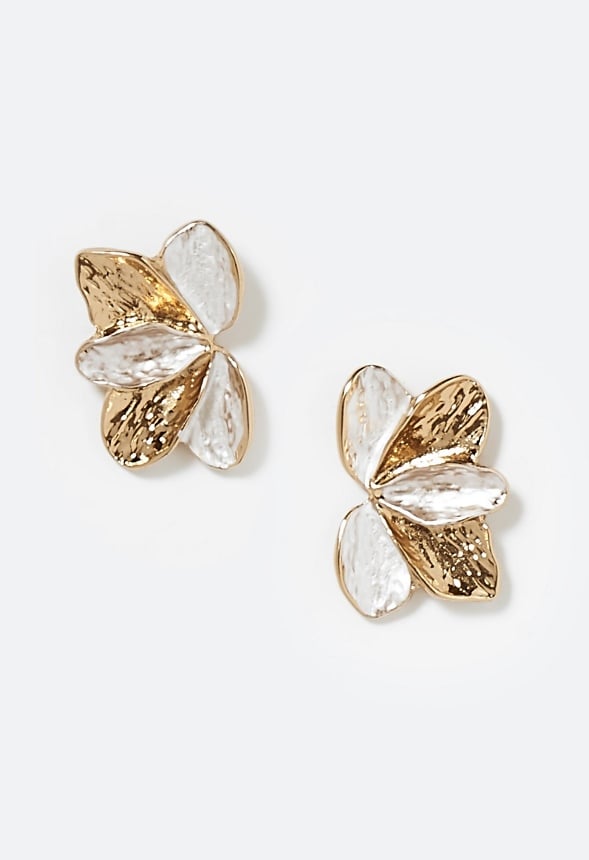 Hope Ovelap Petals Stud With Pearlised Finish