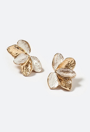Hope Ovelap Petals Stud With Pearlised Finish