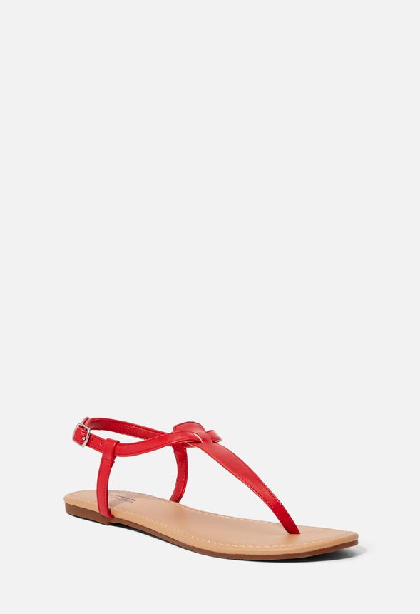 Pia T-Strap Sandal Shoes in CHERRY RED 
