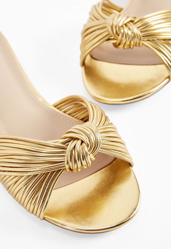 Cati Slide Sandal Shoes in Gold - Get great deals at JustFab