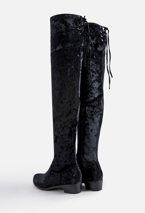 Abbie Stretch Over-The-Knee Boot Shoes in BLACK VELVET - Get great ...