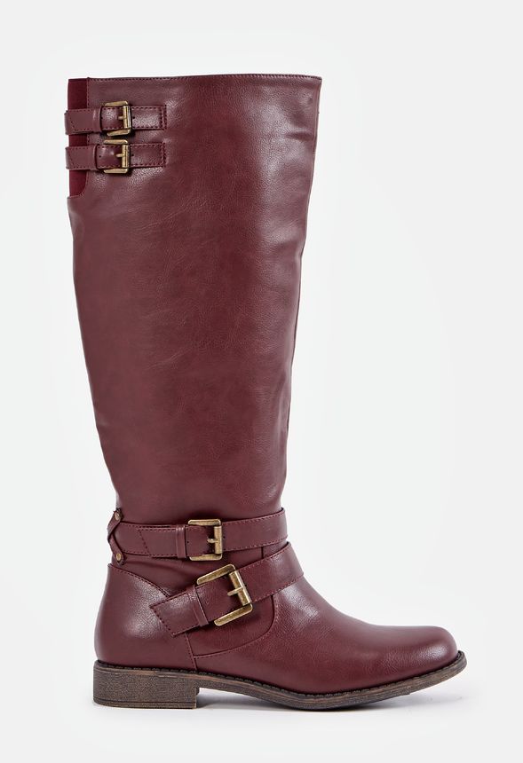 Hally Flat Boot Shoes in Burgundy Get great deals at JustFab